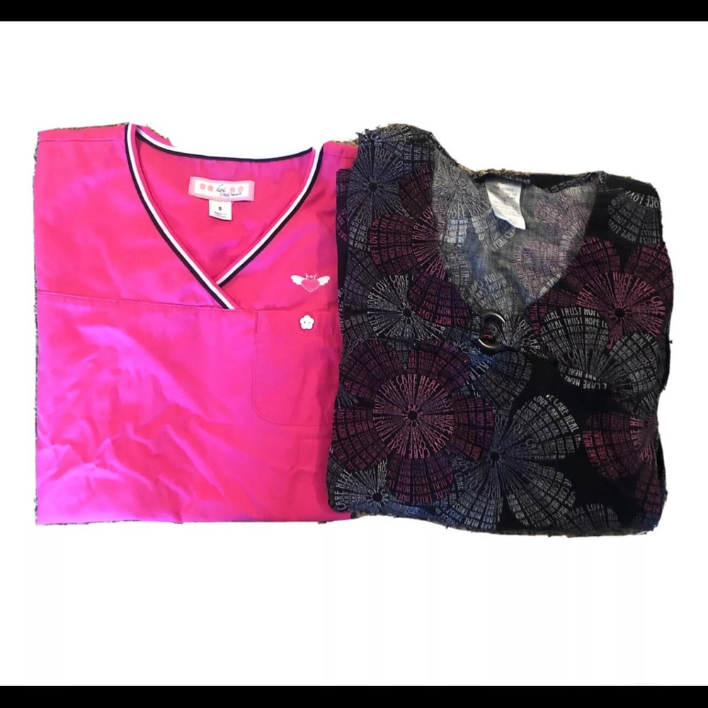 2 Women’s Cherokee/koi multicolor Scrub Top Size Small. New never worn